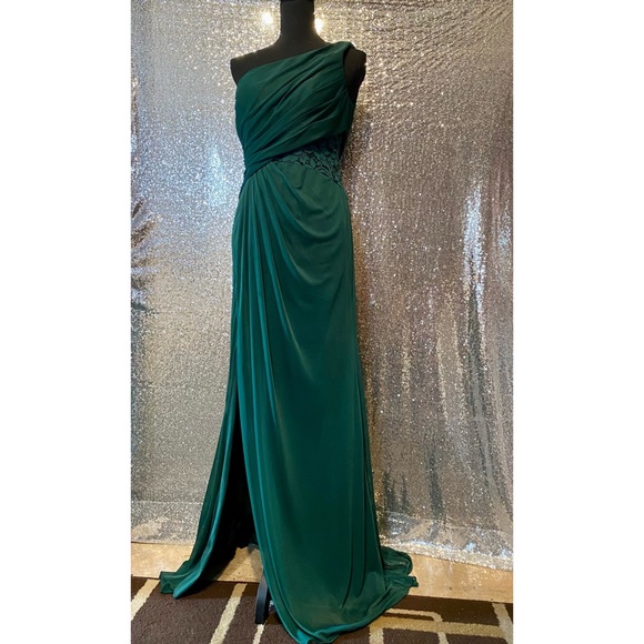 David's Bridal Dresses & Skirts - David’s Bridal Juniper Dress : One shoulder mesh dress with lace cut out size 10